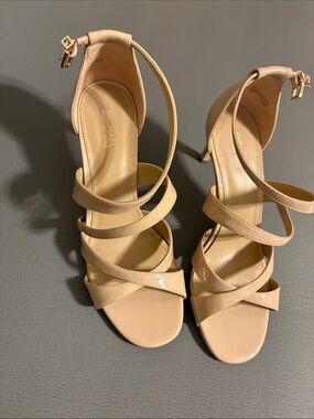 Michael Kors Beige Patent Strappy High Heel Sandals